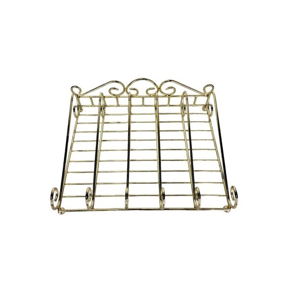 Gold Scroll Tabletop Footed Spice Rack Buffet Flatware Caddy Tray Vintage - Picture 6 of 15